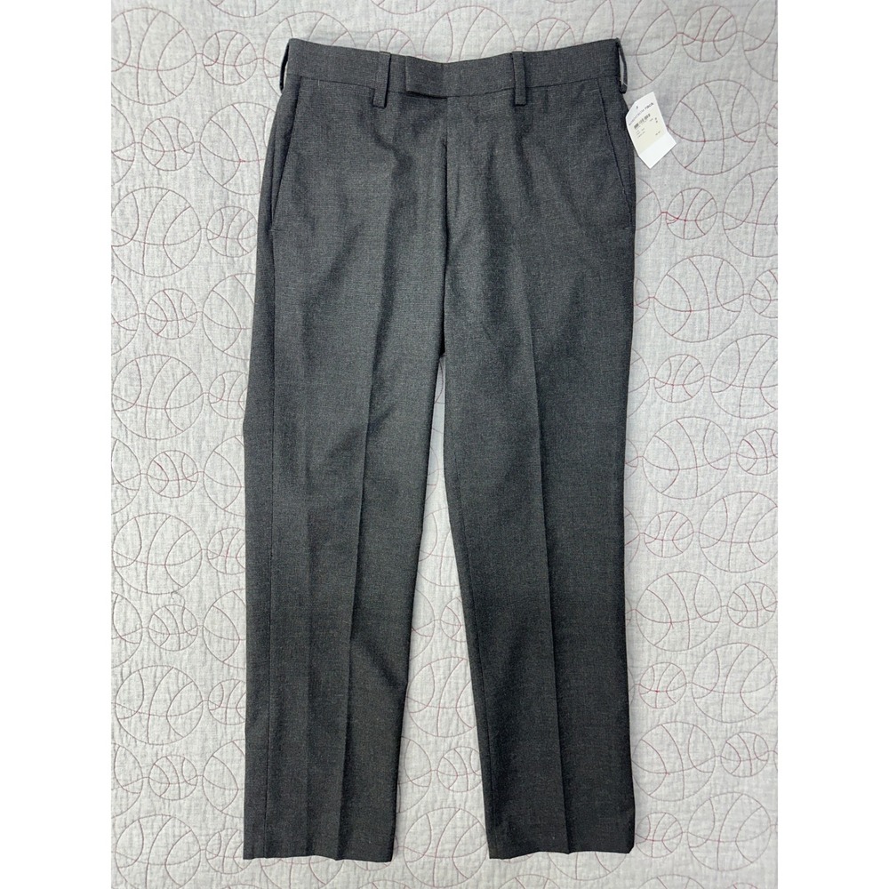 Louis Raphael Tailored Dress Pants Charcoal Grey Micro-check / Mens 30x30